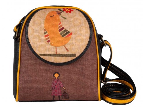 Kuş Figürlü Küçük Postacı Omuz Çantası Etnik Bohem Style - SİYAH